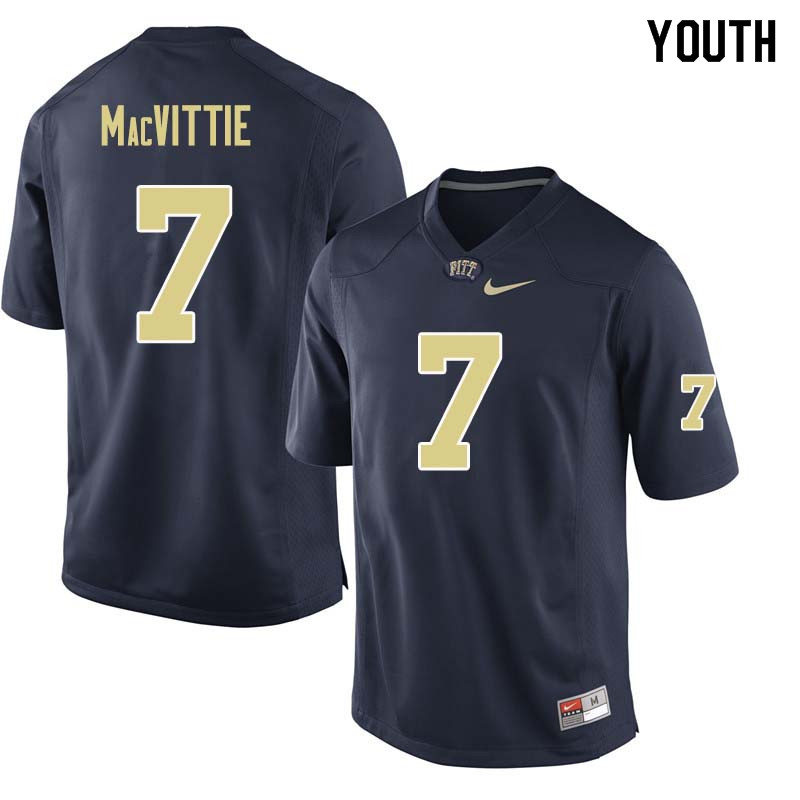 Youth #7 Thomas MacVittie Pittsburgh Panthers College Football Jerseys Sale-Navy